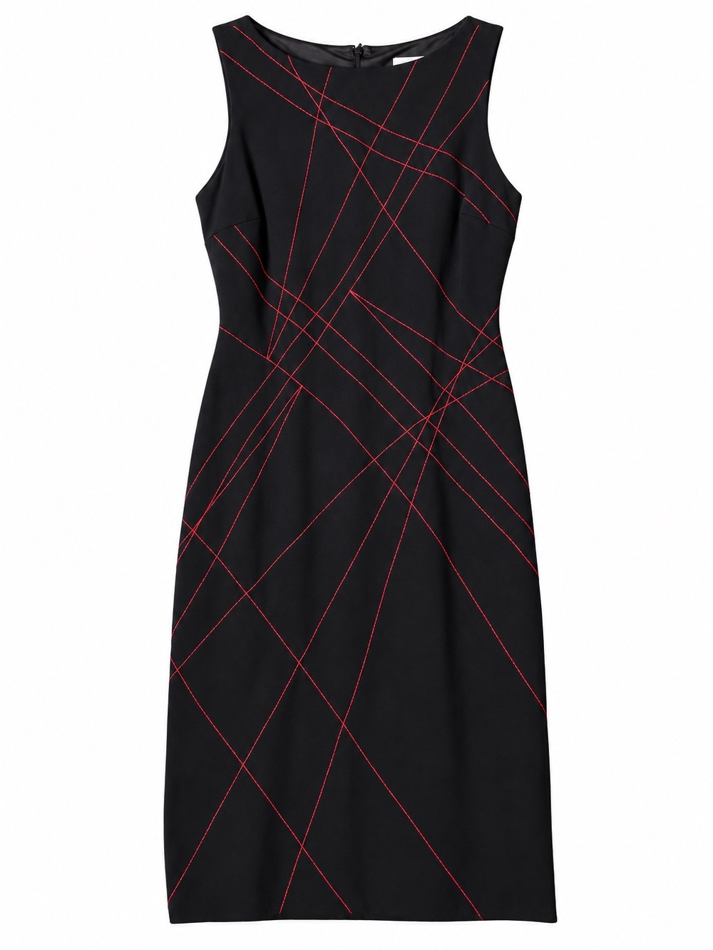 Cache Black Red Stitch Sheath Dress Size 2 NWT Sleeveless Made in USA
